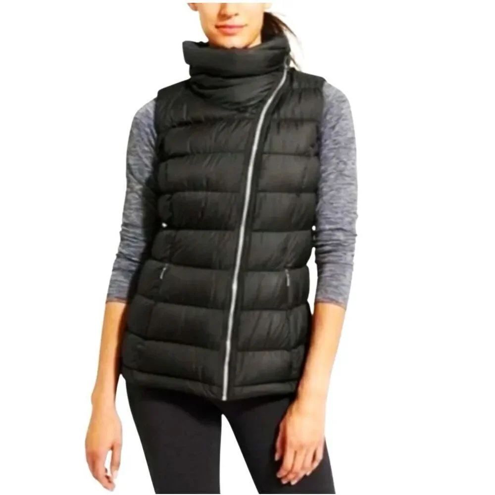 Athleta Downabout Down Puffer Vest Black Size S Winter Ski Outdoor